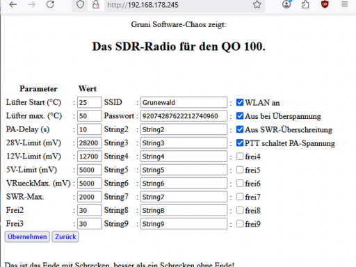 sdr-parameterseite
